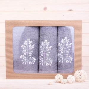 Komplet ręczników 2*50x100 cm + 1*70x140 cm Gałązka szary