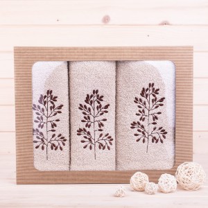 Komplet ręczników 2*50x100 cm + 1*70x140 cm Gałązka beż
