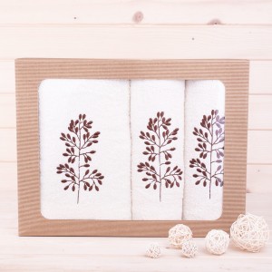 Komplet ręczników 2*50x100 cm + 1*70x140 cm Gałązka ecru