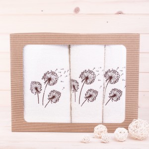 Komplet ręczników 2*50x100 cm + 1*70x140 cm Dmuchawce ecru