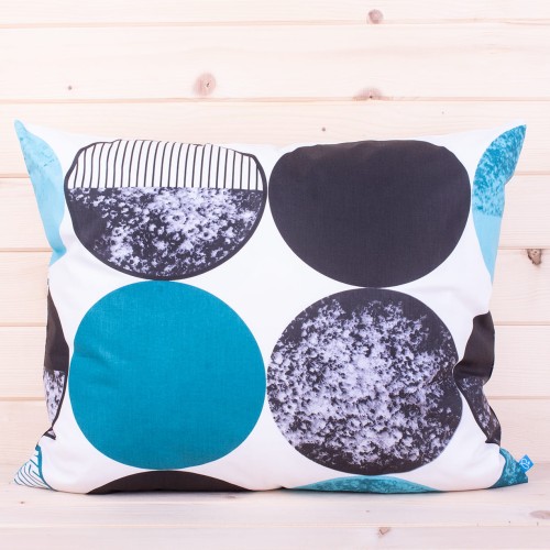 Poszewka z bawełny 70x80 cm Koła turkusowo-czarne