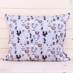 Pościel bawełniana 90x120 cm Lama na jasnoszarym tle