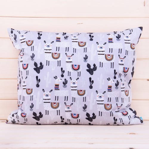 Pościel bawełniana 90x120 cm Lama na jasnoszarym tle