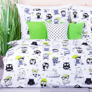 Pościel bawełniana 100x135 cm Sowy 1