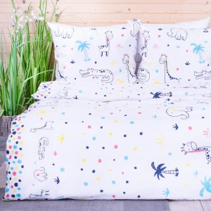 Pościel bawełniana 100x135 cm Zoo + kropeczki
