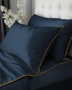Pościel z makosatyny 220x200 cm Pure z bizą granat