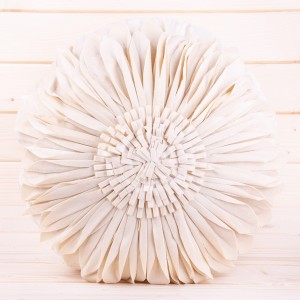Poduszka ozdobna śr 40 cm Velvet Kwiat Krem