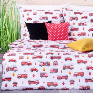 Pościel bawełniana 100x140 cm Straż na białym tle