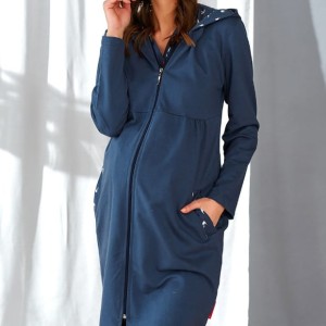 Szlafrok damski 9925 rozm: S zapinany na suwak z kapturem