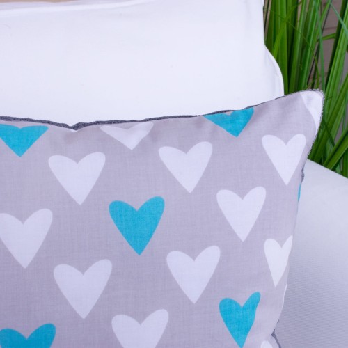 Poszewka ozdobna 40x40 cm MINKY serduszka turkusowe