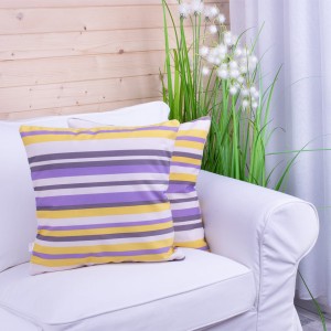 Poszewka ozdobna 45x45 cm Paseczki żółto-fioletowe