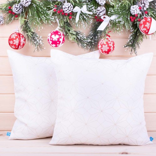 Poszewka świąteczna 45x45 cm J-3 Melos ecru+złoto