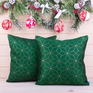 Poszewka świąteczna 45x45 cm J-3 Melos zieleń+złoto