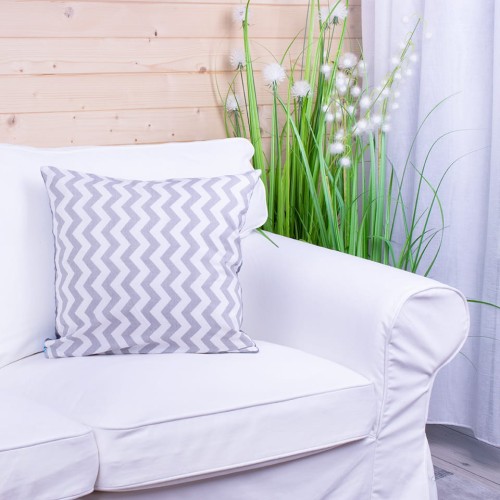 Poszewka ozdobna 45x45 cm MINKY zygzaki szare