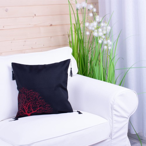 Poszewka ozdobna 40x40 cm Drzewko na czarnym