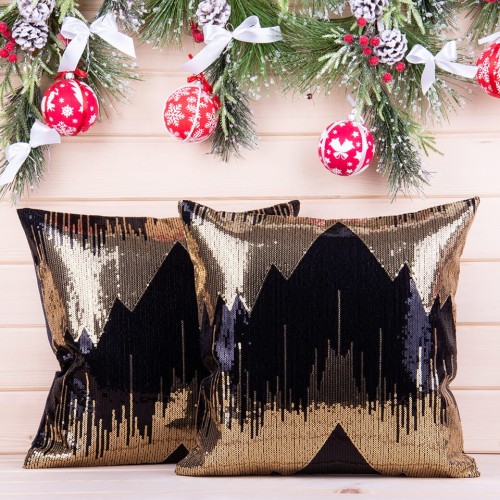 Poszewka ozdobna 40x40 cm 18509 Czarna+złoto