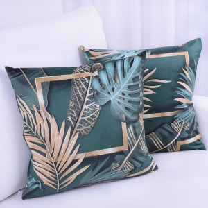 Poszewka ozdobna 40x40 cm Velluto Liście na zieleni 410387/103
