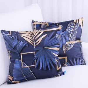 Poszewka ozdobna 45x45 cm Velluto Liście na granacie 410387/102