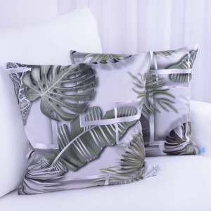 Poszewka ozdobna 45x45 cm Velluto Liście na szarym 410387/116