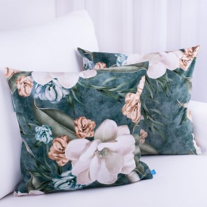 Poszewka ozdobna 45x45 cm Velluto Kwiaty na zieleni 390928/003