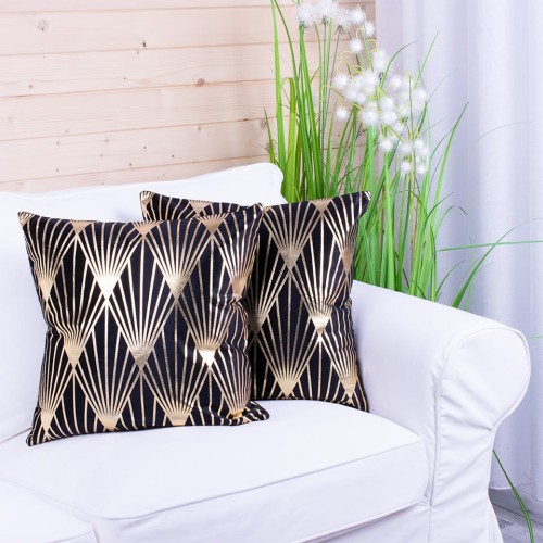 Poszewka ozdobna 45x45 cm Xena Czarna+złoto