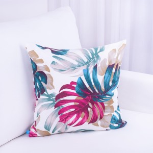 Poszewka ozdobna 45x45 cm Enjoy Liście turkus-róż 380824/111