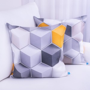 Poszewka ozdobna 45x45 cm Enjoy Geometria sześciany musztardowe 400291/101