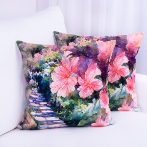 Poszewka ozdobna 45x45 cm Velvet Kwiaty wzór 2