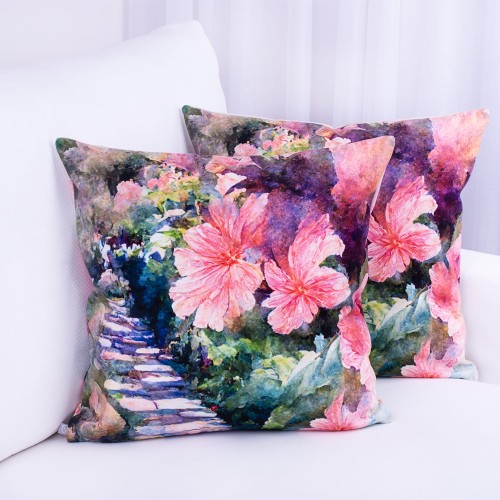 Poszewka ozdobna 45x45 cm Velvet Kwiaty wzór 2