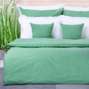 Pościel bawełniana 140x200 cm Kropeczki na zieleni