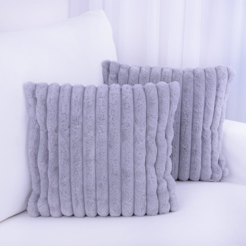 Poszewka ozdobna 40x40 cm Prążki Jasny szary