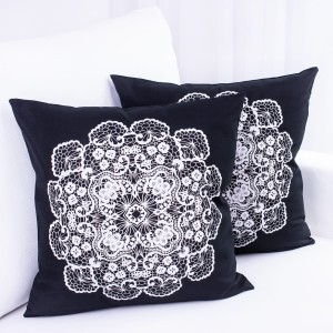 Poszewka ozdobna 45x45 cm Anika czarny+biały