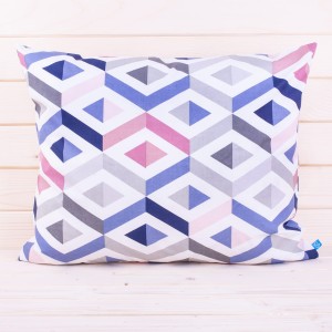Poszewka z bawełny 50x60 cm Romby 3D różowo-niebieskie