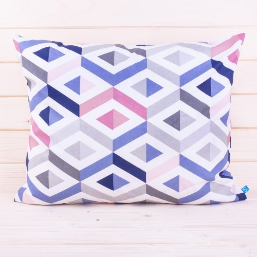 Poszewka z bawełny 50x60 cm Romby 3D różowo-niebieskie