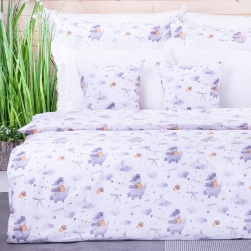 Pościel bawełniana 160x200 cm Borsuki w kosmosie