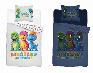Pościel świecąca w ciemności 160x200 cm 4761 A Dinozaury