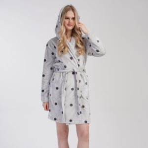 Szlafrok damski SOFT 403129 rozm: S szare kropy