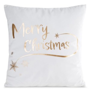 Poszewka świąteczna 45x45 cm Joy 5D Biały+szampański