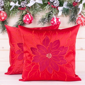 Poszewka świąteczna 40x40 cm Gwiazda betlejemska czerwona