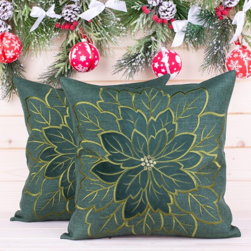 Poszewka świąteczna 40x40 cm Gwiazda betlejemska zielona