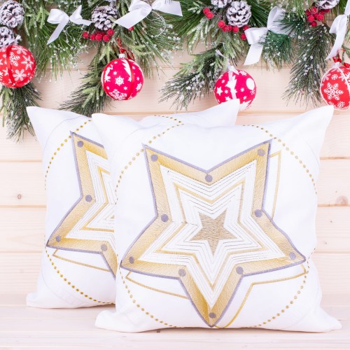 Poszewka świąteczna 40x40 cm Złota gwiazda