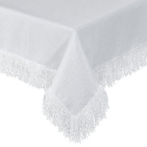 Obrus Jasper 140x280 cm Biały z frędzelkami