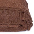 Koc Cotton Cloud 150x200 cm w kolorze ciemny brąz, jednokolorowy bawełniany koc dekoracyjny z frędzlami na łóżko, sofę lub fotel.