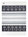 Dwustronny koc Cotton Cloud 150x200 cm z góralskim wzorem parzenicy w szaro-kremowej kolorystyce, bawełniany koc dekoracyjny z frędzlami na łóżko lub sofę - tył
