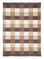 Koc Cotton Cloud 150x200 cm w klasyczną kratę w brązowo-beżowej kolorystyce, bawełniany koc dekoracyjny z frędzlami na łóżko lub sofę.