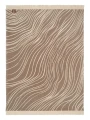 Dwustronny koc Cotton Cloud 150x200 cm z geometrycznym wzorem w kremowo-brązowej kolorystyce, bawełniany koc dekoracyjny z frędzlami na łóżko lub sofę - druga strona