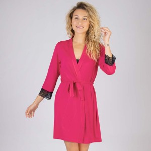 Szlafrok damski z wiskozy RÓŻ rozm: L