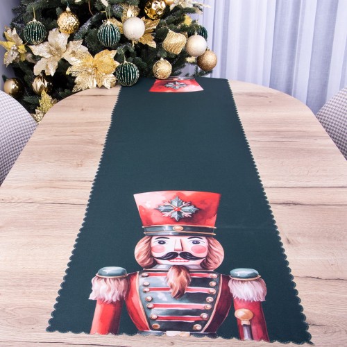 Pas świąteczny 38x160 cm Dziadki do orzechów zieleń