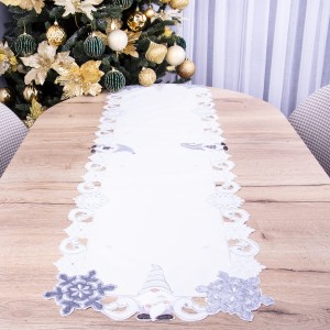 Pas świąteczny 40x140 cm Skrzaty srebrny 069