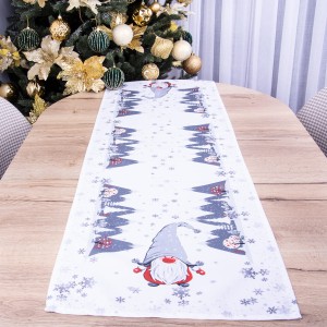 Pas świąteczny 40x140 cm Szare skrzaty